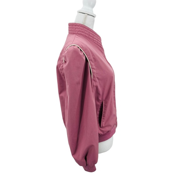 Vintage 80s Womens Bomber Jacket Coat Pink Windbreaker Size L - Picture 5 of 10